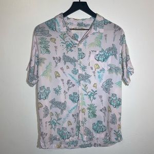 Rowdy Gentleman Pastel Pink Cactus & Floral Patterned Button-Down Shirt Size M